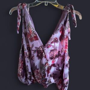Free People Purple Floral Blouse